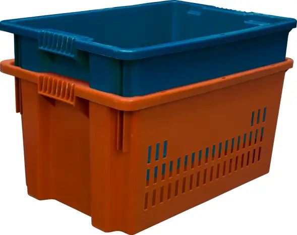 Ящик пластиковый перфорированный, 600x400x300 мм, 52 л, зеленый [602]