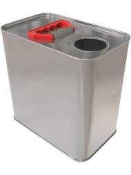 Канистра металлическая прямоугольная с пластиковой ручкой, 2.6 л, отверстие под берикап 42мм, серебристый [3775]