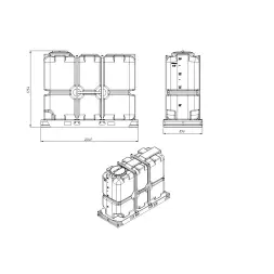 Емкость ST 2000л под плотность до 1.2 г/см3 с откидной крышкой синяя в обрешетке