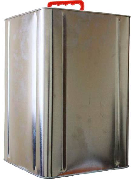 Канистра металлическая квадратная с пластиковой ручкой, 18 л, отверстие под берикап 42мм, серебристый [3776]