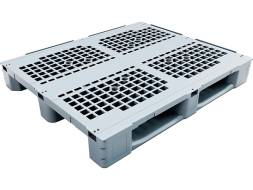 Паллет (поддон) пластиковый перфорированный на 3-х полозьях, 1200х1000х157 мм, серый [IR 1210P-3R]