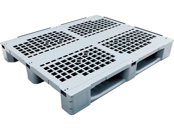Паллет (поддон) пластиковый перфорированный на 3-х полозьях, 1200х1000х157 мм, серый [IR 1210P-3R]