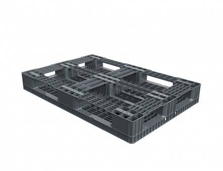 Паллет (поддон) пластиковый усиленный перфорированный на 3-х полозьях, 1210х810х151 мм, черный [02.120.91.T204]
