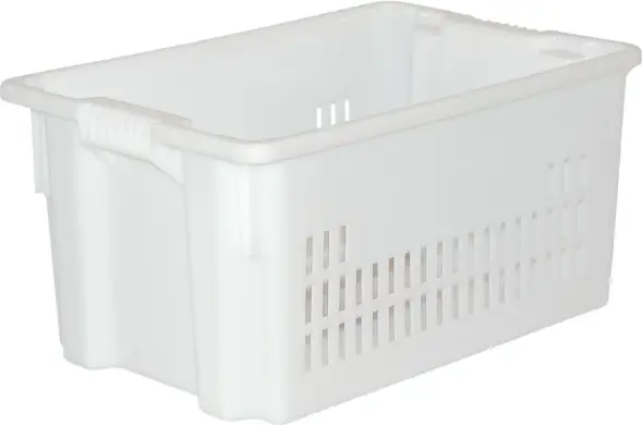 Ящик пластиковый перфорированный, 600x400x300 мм, 52 л, белый [602 м]