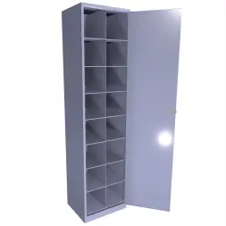 Шкаф для 16 противогазов с дверью (ХПГ-16) 1870x470x380 мм Светло-серый