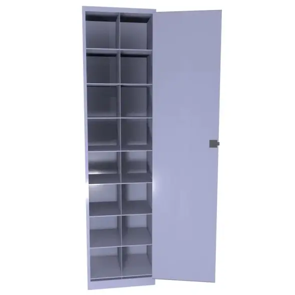 Шкаф для 16 противогазов с дверью (ХПГ-16) 1870x470x380 мм Светло-серый