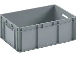 Евроконтейнер пластиковый сплошной, 600х400х220 мм, 44 л, серый [ЕС 6422.1]