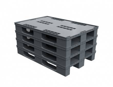 Паллет (поддон) пластиковый перфорированный на 3-х полозьях, 1210х810х160 мм, серый [02.106.91]