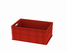 Ящик пластиковый универсальный пищевой сплошной, 600х400х259 мм, красный [12.435F.71.PE.R]