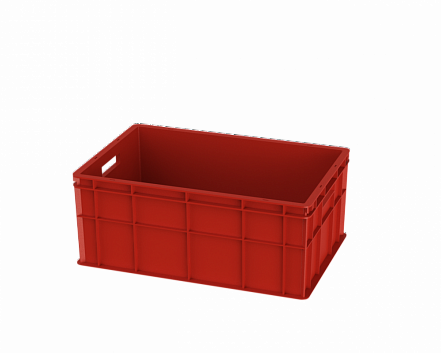 Ящик пластиковый универсальный пищевой сплошной, 600х400х259 мм, красный [12.435F.71.PE.R]