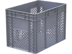 Ящик пластиковый перфорированный без ручек, 600x400x420 мм, серый [942.01.02.02]