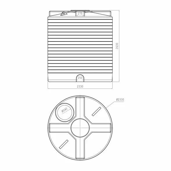 Емкость вертикальная 10000л усиленная на подставке
