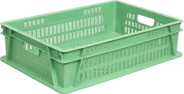 Ящик пластиковый перфорированный, 600x400x150 мм, 36 л, зеленый [433]