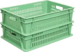 Ящик пластиковый перфорированный, 600x400x150 мм, 36 л, зеленый [433]