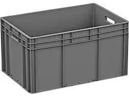 Ящик (евроконтейнер) пластиковый сплошной, 600x400x320 мм, 63 л, серый [ЕС 6432.1]