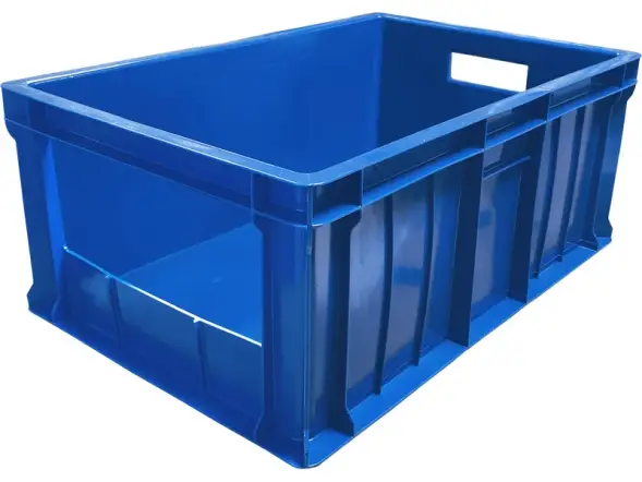 Ящик пластиковый сплошной с вырезом, 600х400х250 мм, синий [204 В НСТ]