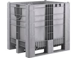 Крупногабаритный пластиковый контейнер сплошной на 3-х полозьях BoxPallet, 1200х1000х1140 мм, серый [C-Box 1210 S (1140)]