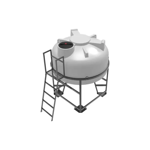 Емкость ЦКТ 3000 л с патрубком 90мм с фланцем под плотность до 1,5 г/см3 белая в обрешетке с лестницей