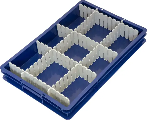 Ящик пластиковый сплошной, 600x400x75 мм, 15 л, синий [424]