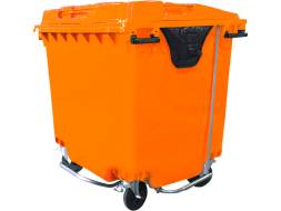 Пластиковый мусорный контейнер на колесах с педальным приводом МКТ, 1100л