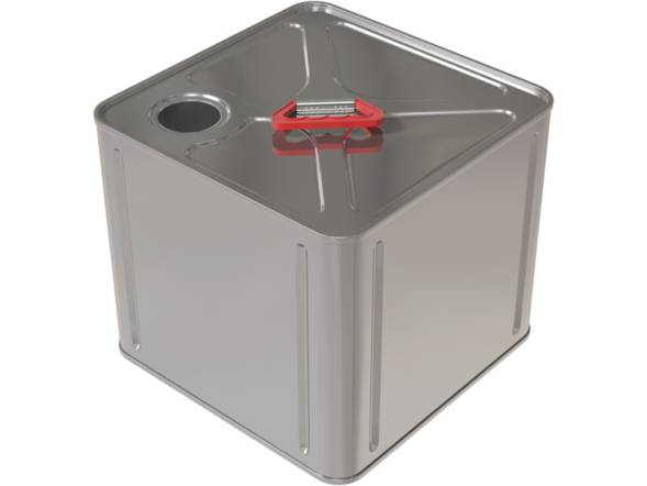 Канистра металлическая квадратная с пластиковой ручкой, 10 л, отверстие под берикап 42мм, серебристый [3784]