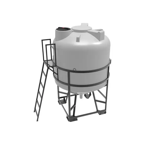 Емкость ЦКТ 5000 л с патрубком 110мм под плотность до 1,5 г/см3 белая в обрешетке с лестницей