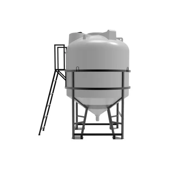 Емкость ЦКТ 5000 л с патрубком 110мм под плотность до 1,5 г/см3 белая в обрешетке с лестницей