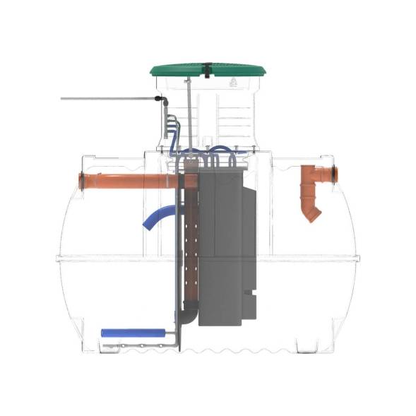 Автономная канализация Rostok Ground 8 с горловиной 600 мм и самотечным отведением, 3500 л, черный [504.3000.899.004]
