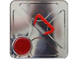 Канистра металлическая квадратная с пластиковой ручкой, 15 л, отверстие под берикап 42мм, серебристый [3785]