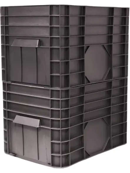 Ящик пластиковый сплошной, 710x500x455 мм, 122 л, черный [425]