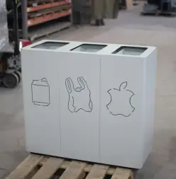 Урна для раздельного сбора мусора с вырезанными в металле обозначениями А-Тренд-3