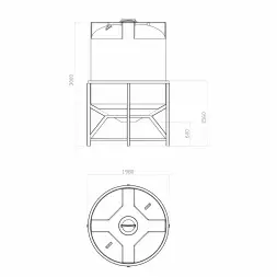 Бункер 5000л усиленный в обрешетке с мешалкой