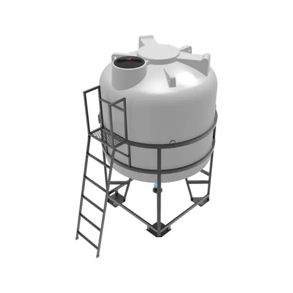 Емкость ЦКТ 5000 л с патрубком 110мм с фланцем под плотность до 1,2 г/см3 белая в обрешетке с лестницей
