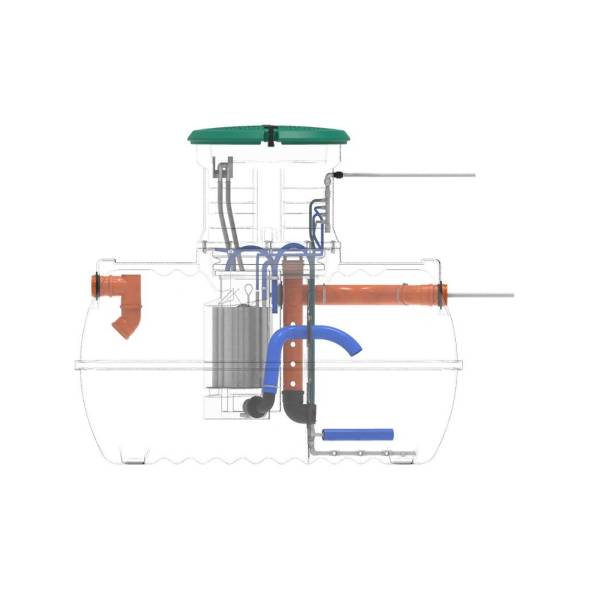 Автономная канализация Rostok Ground 4 с горловиной 600 мм и принудительным отведением, 1800л, черный [504.1500.899.003]