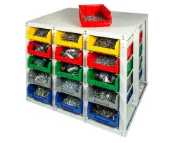 Двусторонний Стелла-техник Стеллаж-V-3-30 с направляющими под V-3, 30 ячеек, без ручки, серия К