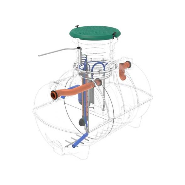 Автономная канализация Rostok Ground 6 с горловиной 1000 мм и самотечным отведением, 2800л, черный [5042.2800.899.001]