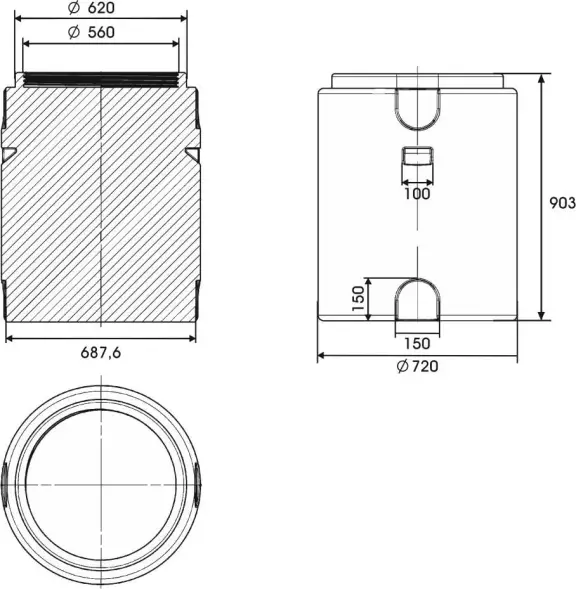 Емкость вертикальная 330л синяя