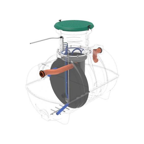 Автономная канализация Rostok Ground 6 с горловиной 1000 мм и принудительным отведением, 2800л, черный
