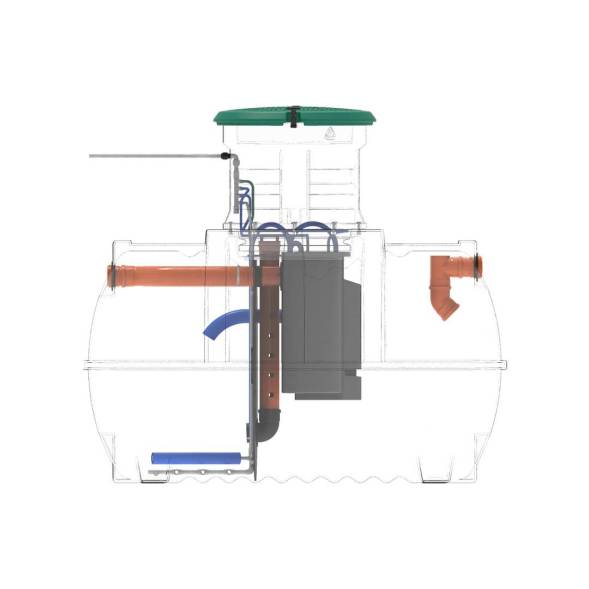 Автономная канализация Rostok Ground 6 с горловиной 1000 мм и принудительным отведением, 2800л, черный