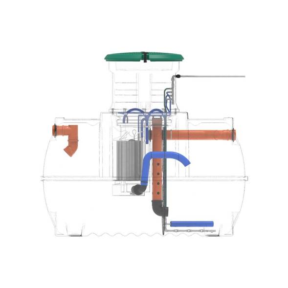 Автономная канализация Rostok Ground 6 с горловиной 1000 мм и принудительным отведением, 2800л, черный