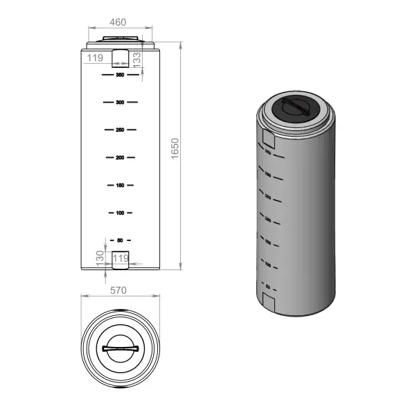Емкость вертикальная 400л синяя
