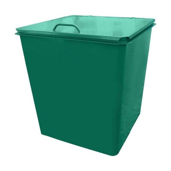 Контейнер мусорный металлический для ТБО/ТКО с крышкой, 750 л (0.75 м³), зеленый [L075G]