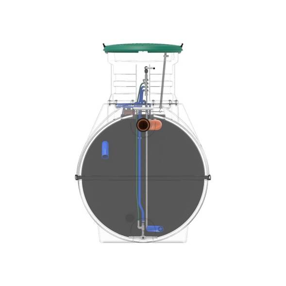 Автономная канализация Rostok Ground 8 с горловиной 600 мм и принудительным отведением, 3500 л, черный [504.3000.899.003]