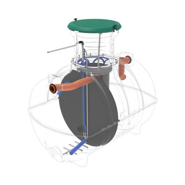 Автономная канализация Rostok Ground 8 с горловиной 1000 мм и принудительным отведением, 3500 л, черный [504.3000.899.001]