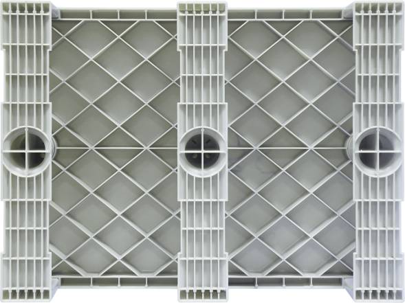 Паллет (поддон) пластиковый сплошной на 3-х полозьях, 800х600х150 мм, синий [TR 680]