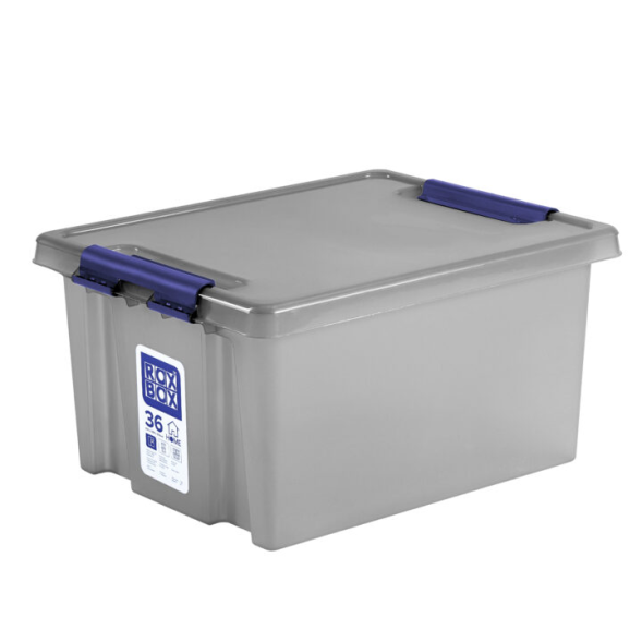 Контейнер с крышкой и клипсами Rox Box Home, 36л, 500x390x255 мм, антрацит