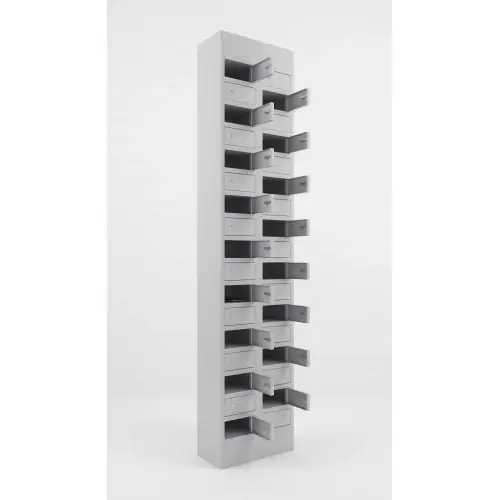 Шкаф для хранения мобильных телефонов на 34 ячейки 1850x400x200 мм Серый