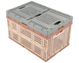 Ящик пластиковый складной перфорированный, 600х400х310 мм, бежевый [600400310-02]