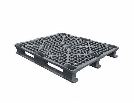 Паллет (поддон) пластиковый перфорированный на 3-х полозьях, 1200х1000x150 мм, серый [02.112.91.С71]