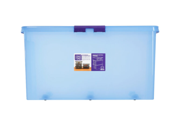 Контейнер с крышкой и клипсами Rox Box Home, 80л, 720x390x380 мм, синий